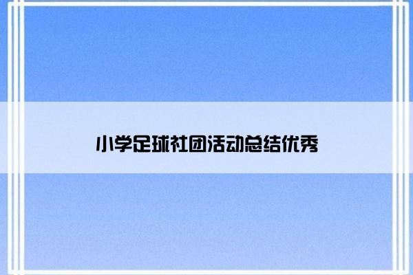 小学足球社团活动总结优秀