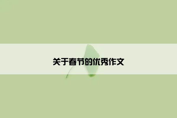 关于春节的优秀作文