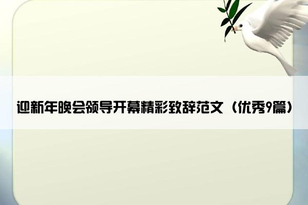 迎新年晚会领导开幕精彩致辞范文(优秀9篇) 迎新年晚会领导开幕精彩致辞范文(优秀9篇)