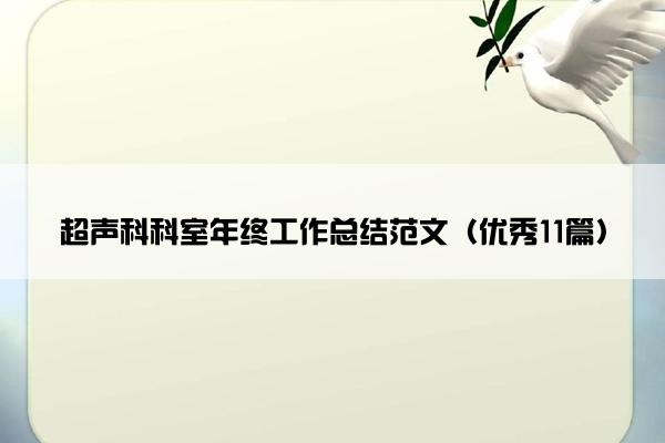 超声科科室年终工作总结范文（优秀11篇）