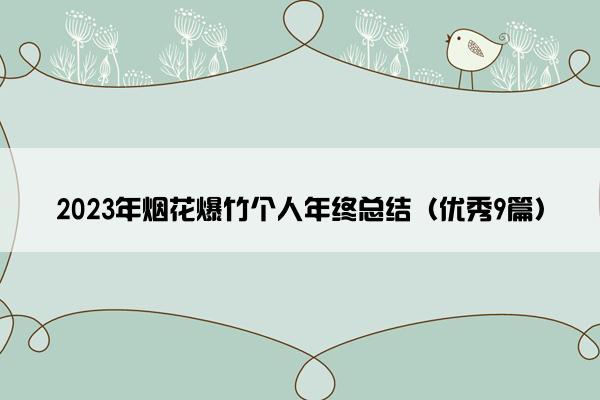 2023年烟花爆竹个人年终总结（优秀9篇）