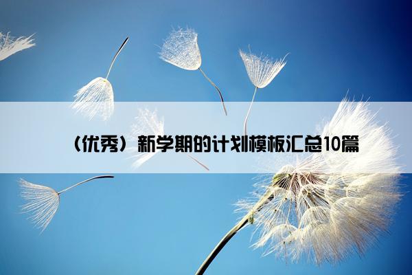 （优秀）新学期的计划模板汇总10篇