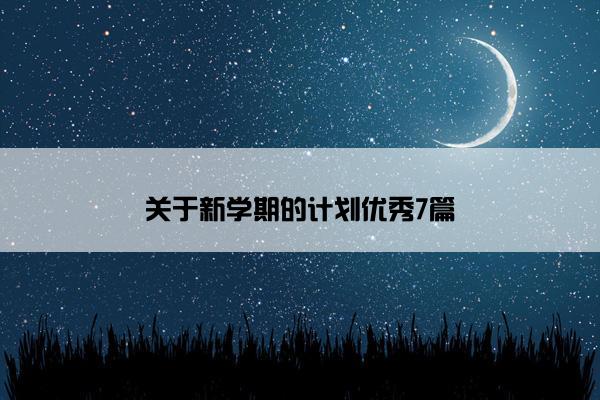 关于新学期的计划优秀7篇