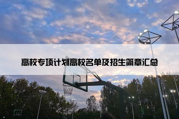 高校专项计划高校名单及招生简章汇总