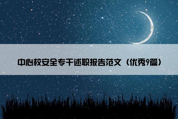 中心校安全专干述职报告范文（优秀9篇）