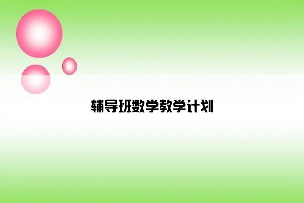 辅导班数学教学计划