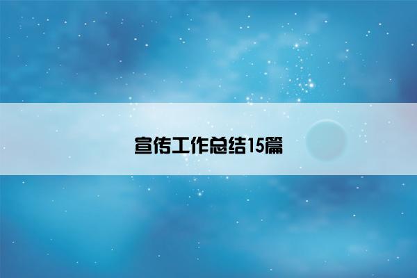 宣传工作总结15篇