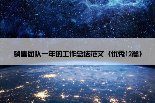销售团队一年的工作总结范文（优秀12篇）