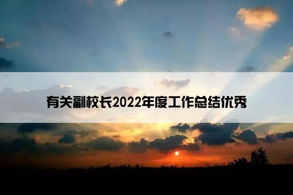 有关副校长2022年度工作总结优秀