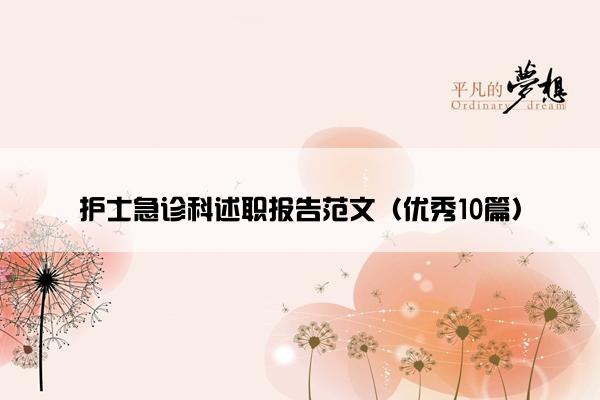 护士急诊科述职报告范文（优秀10篇）