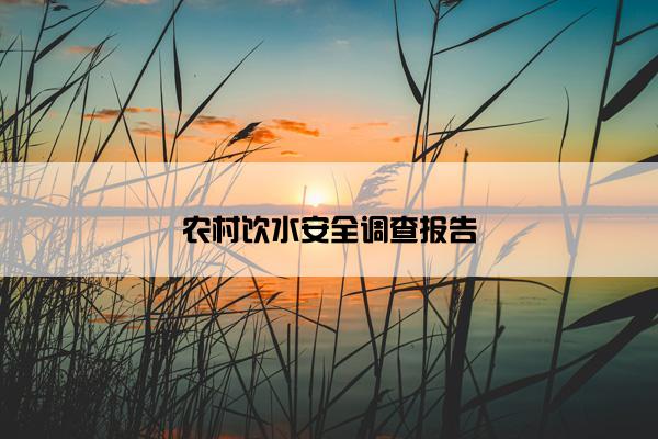 农村饮水安全调查报告 农村饮水安全调查报告