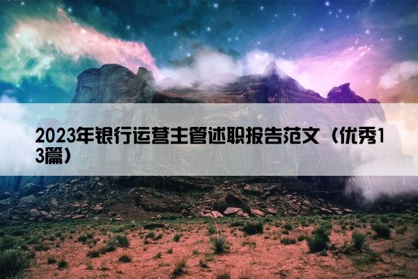 2023年银行运营主管述职报告范文（优秀13篇）
