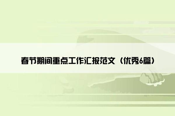 春节期间重点工作汇报范文（优秀6篇）