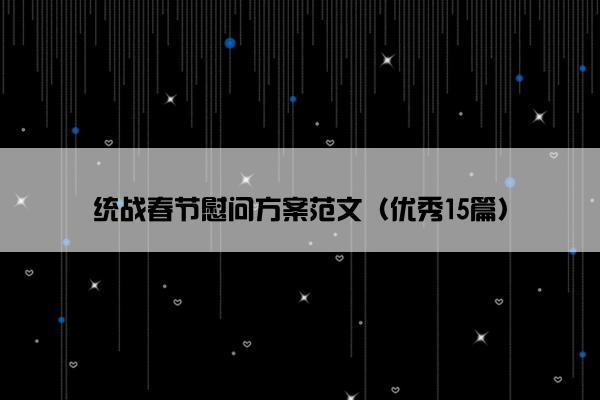 统战春节慰问方案范文（优秀15篇）