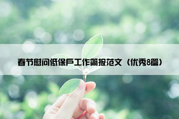 春节慰问低保户工作简报范文（优秀8篇）