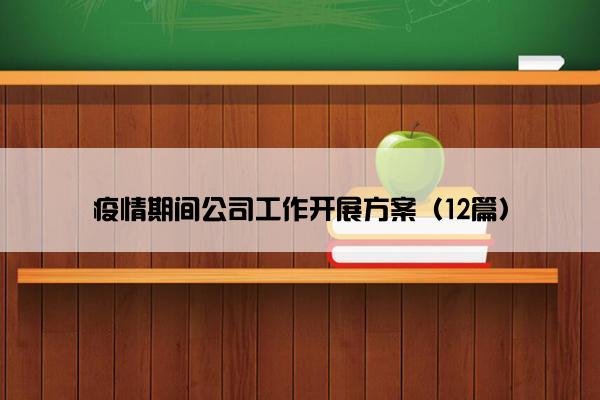疫情期间公司工作开展方案（12篇）