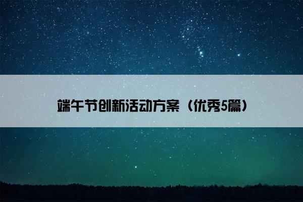 端午节创新活动方案（优秀5篇）