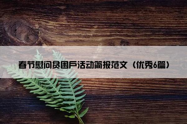 春节慰问贫困户活动简报范文（优秀6篇）