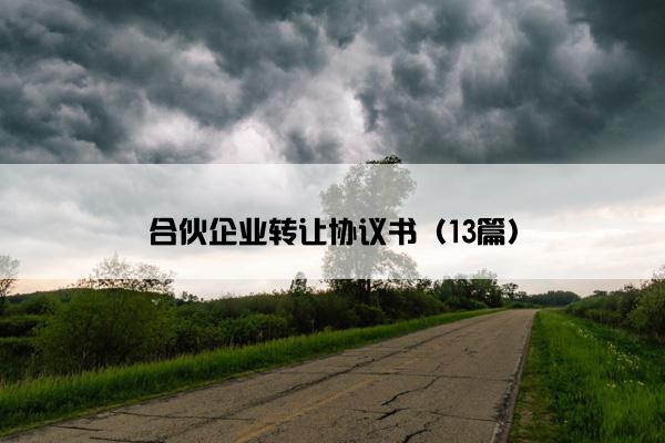 合伙企业转让协议书（13篇）