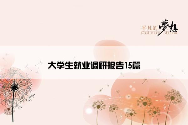 大学生就业调研报告15篇