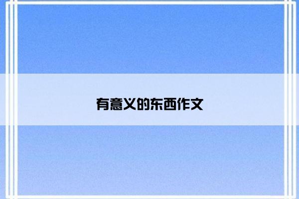 有意义的东西作文