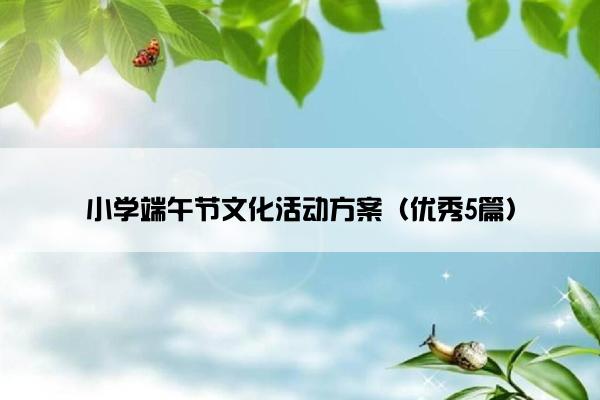 小学端午节文化活动方案（优秀5篇）