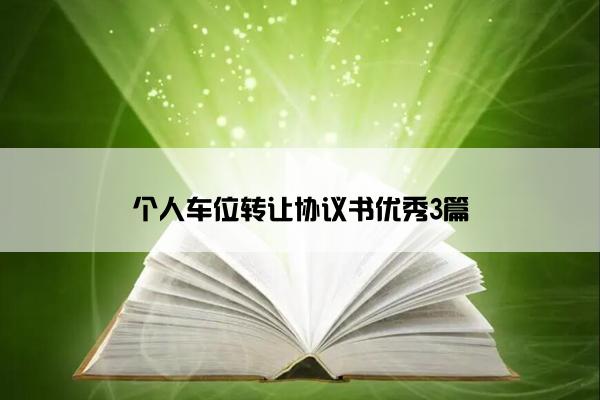 个人车位转让协议书优秀3篇