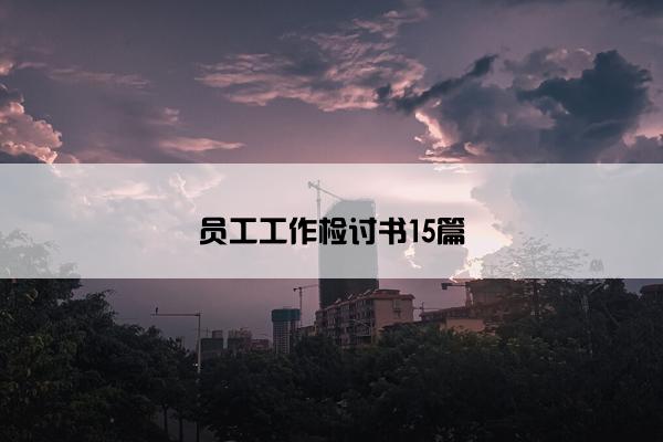 员工工作检讨书15篇