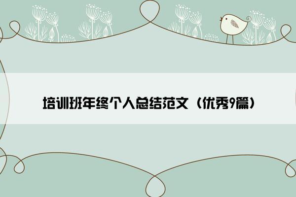 培训班年终个人总结范文（优秀9篇）