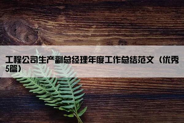 工程公司生产副总经理年度工作总结范文（优秀5篇）