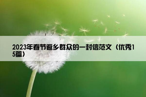 2023年春节返乡群众的一封信范文（优秀15篇）