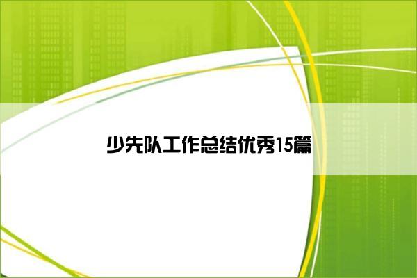 少先队工作总结优秀15篇