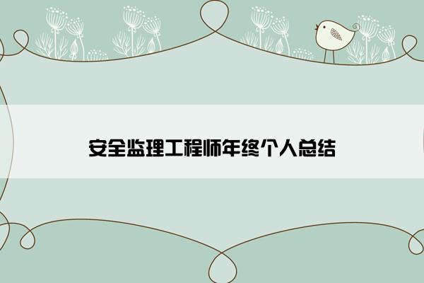 安全监理工程师年终个人总结