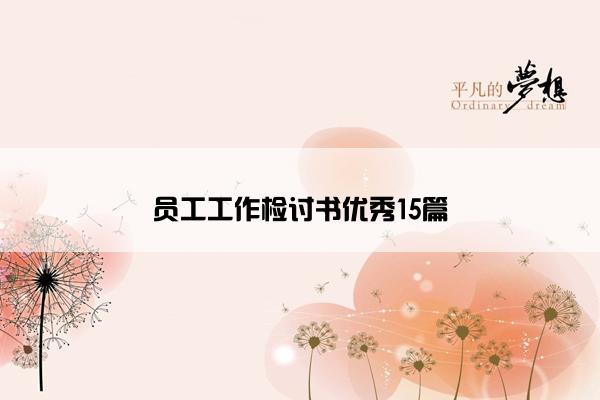 员工工作检讨书优秀15篇