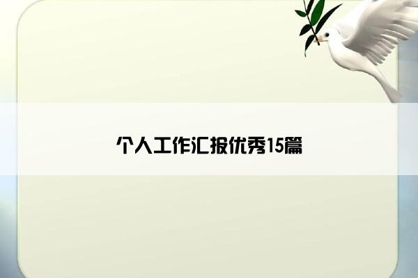 个人工作汇报优秀15篇