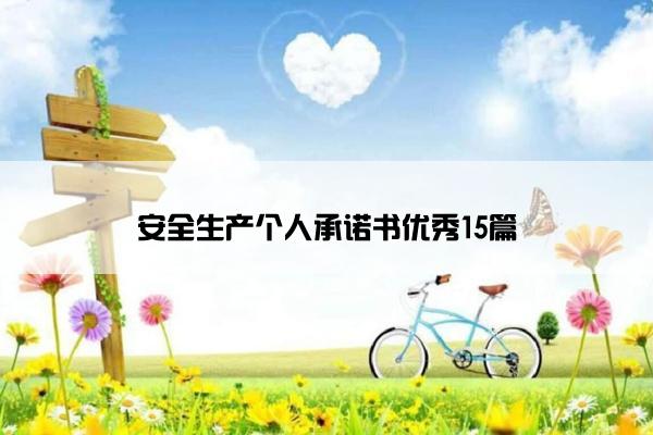 安全生产个人承诺书优秀15篇