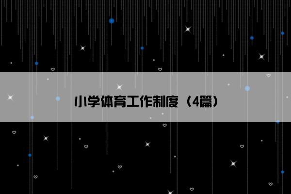 小学体育工作制度（4篇）