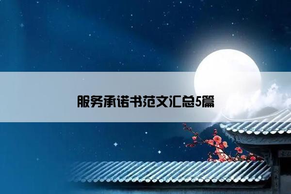 服务承诺书范文汇总5篇