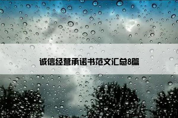 诚信经营承诺书范文汇总8篇