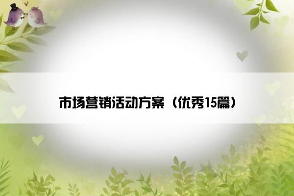 市场营销活动方案（优秀15篇）