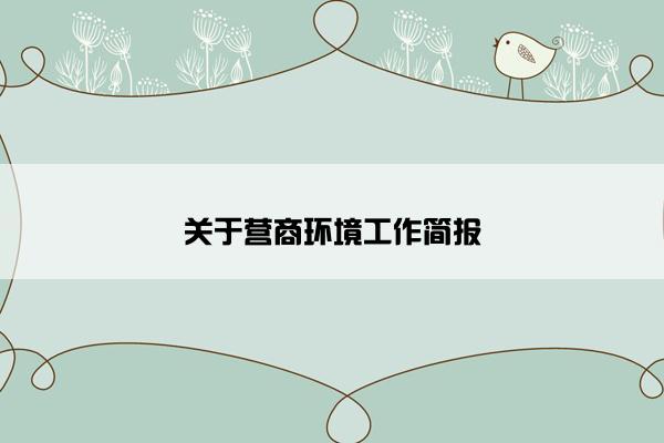 关于营商环境工作简报