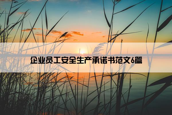 企业员工安全生产承诺书范文6篇