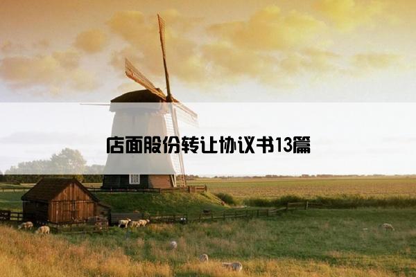 店面股份转让协议书13篇