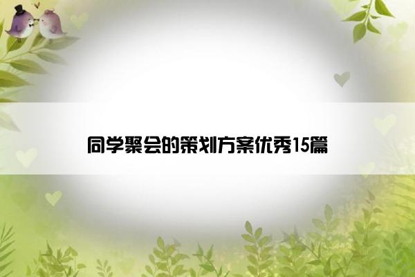 同学聚会的策划方案优秀15篇