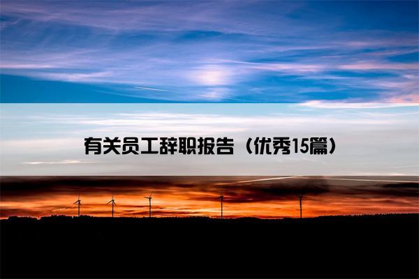 有关员工辞职报告（优秀15篇）