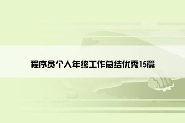 程序员个人年终工作总结优秀15篇