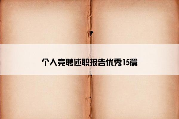 个人竞聘述职报告优秀15篇