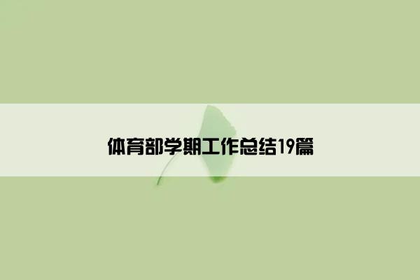 体育部学期工作总结19篇