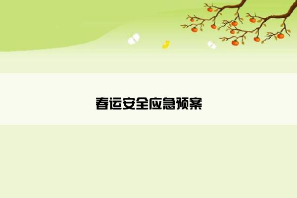 春运安全应急预案
