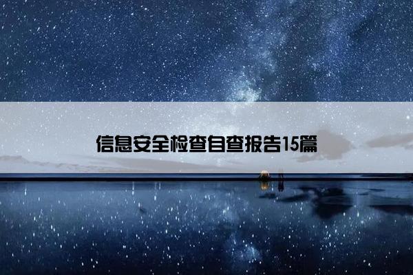 信息安全检查自查报告15篇